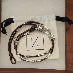 Silver and Brown leather Women's Bracelet NEW